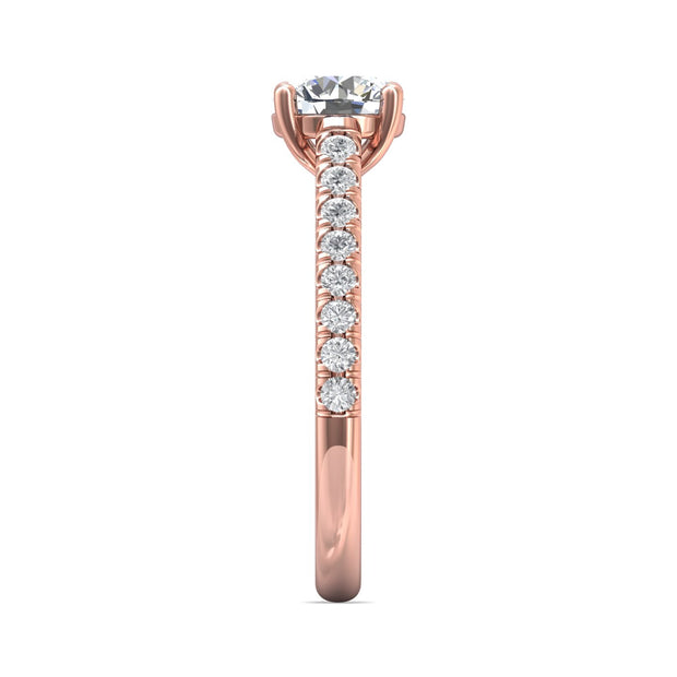 FlyerFit Micropave 14K Pink Gold Engagement Ring