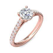 FlyerFit Micropave 14K Pink Gold Engagement Ring