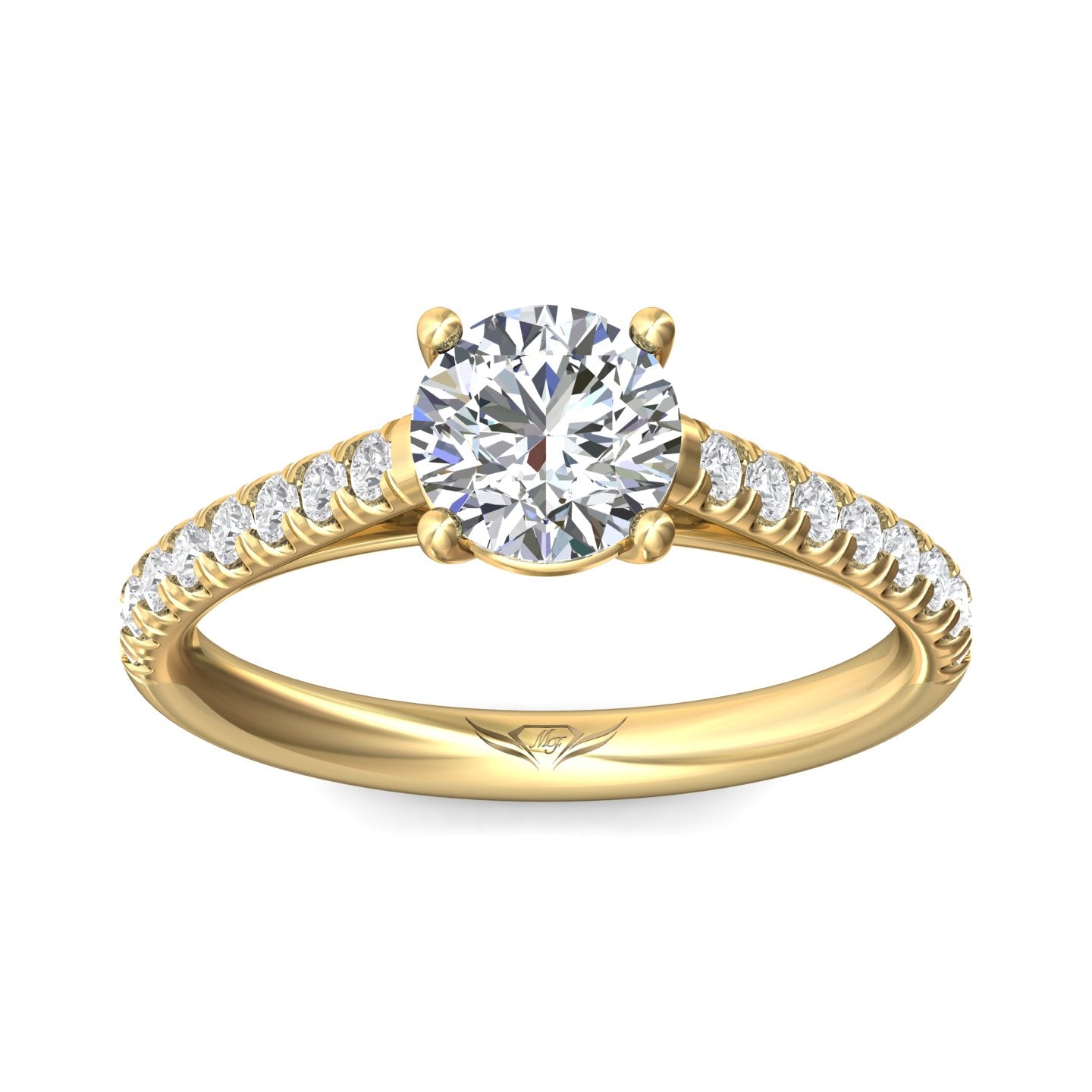 FlyerFit Micropave 14K Yellow Gold Engagement Ring