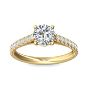 FlyerFit Micropave 18K Yellow Gold Engagement Ring