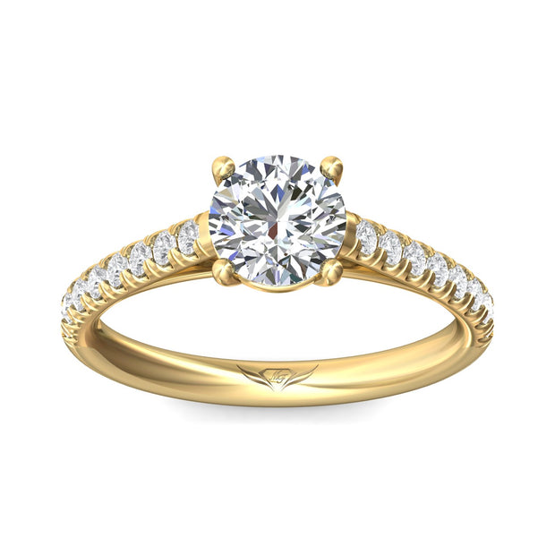 FlyerFit Micropave 18K Yellow Gold Engagement Ring