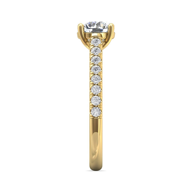 FlyerFit Micropave 18K Yellow Gold Engagement Ring