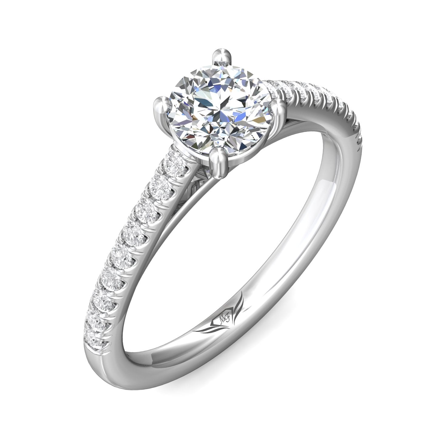 FlyerFit Micropave 18K White Gold Engagement Ring