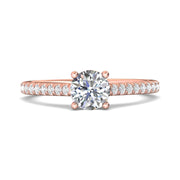 FlyerFit Micropave 18K Pink Gold Engagement Ring