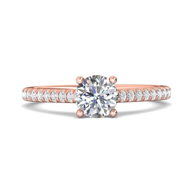 FlyerFit Micropave 18K Pink Gold Engagement Ring