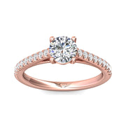 FlyerFit Micropave 18K Pink Gold Engagement Ring