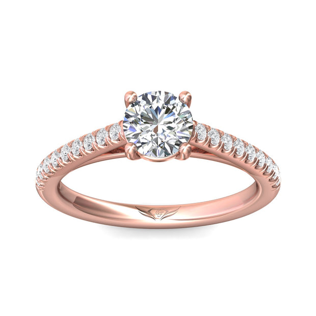 FlyerFit Micropave 18K Pink Gold Engagement Ring