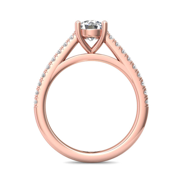 FlyerFit Micropave 18K Pink Gold Engagement Ring