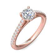 FlyerFit Micropave 18K Pink Gold Engagement Ring