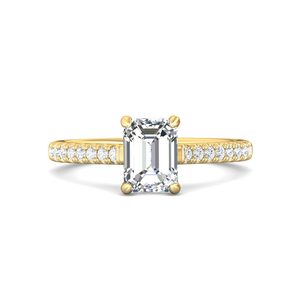 FlyerFit Micropave 18K Yellow Gold Engagement Ring