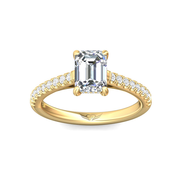 FlyerFit Micropave 18K Yellow Gold Engagement Ring