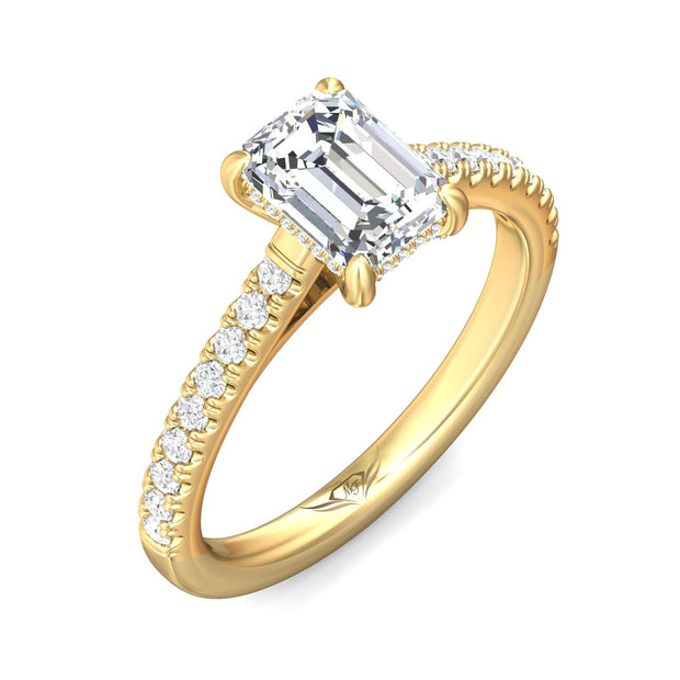 FlyerFit Micropave 18K Yellow Gold Engagement Ring