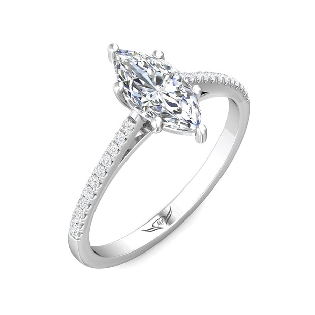 FlyerFit Micropave 14K White Gold Engagement Ring