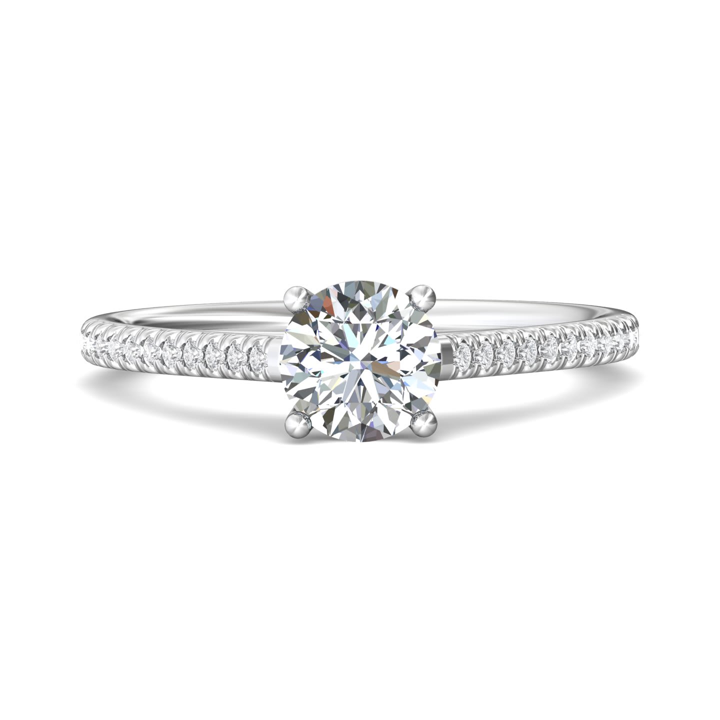 FlyerFit Micropave 14K White Gold Engagement Ring