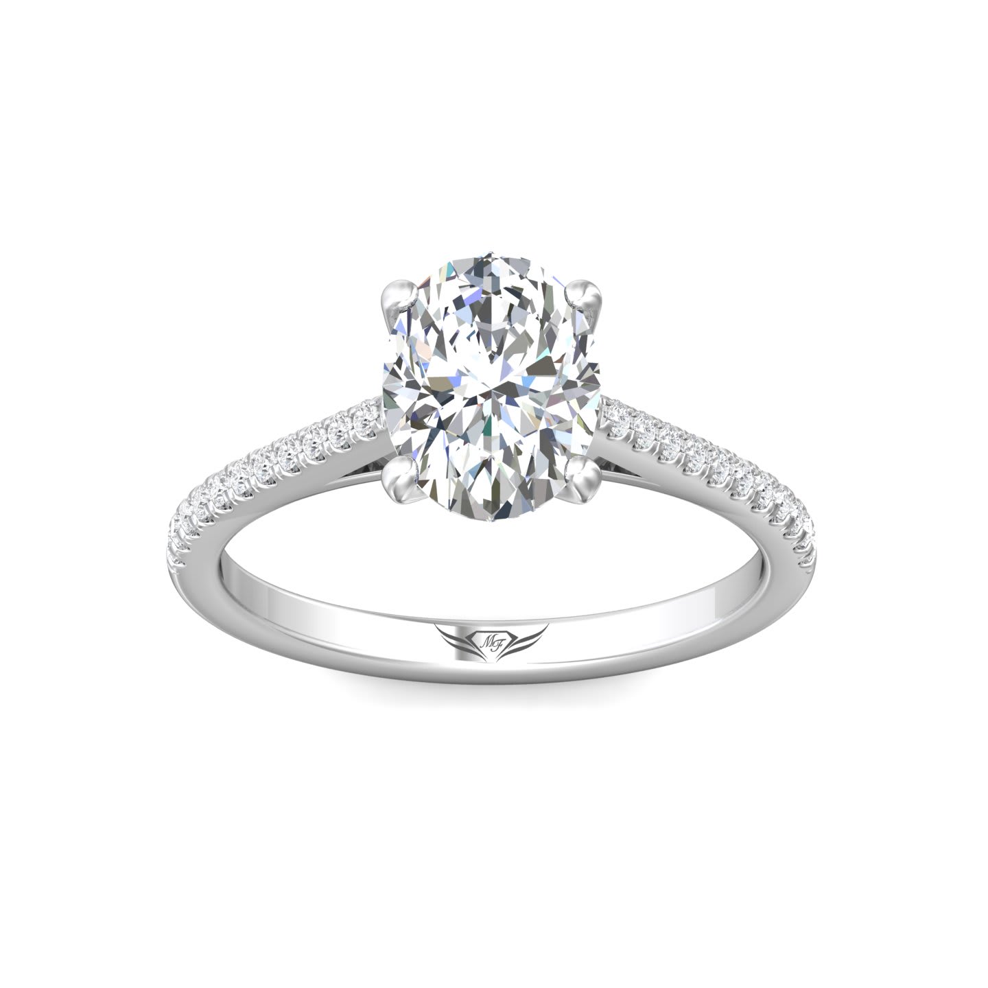 FlyerFit Micropave 14K White Gold Engagement Ring