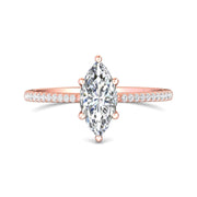 FlyerFit Micropave 18K Pink Gold Engagement Ring