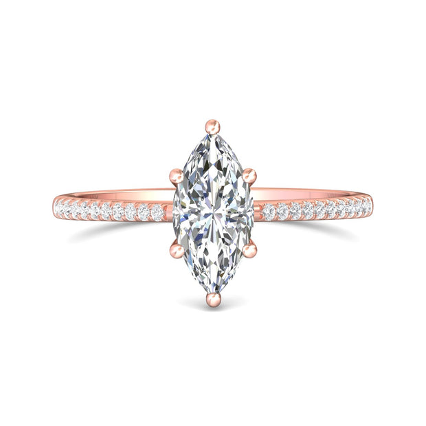 FlyerFit Micropave 18K Pink Gold Engagement Ring