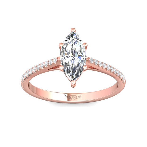 FlyerFit Micropave 18K Pink Gold Engagement Ring