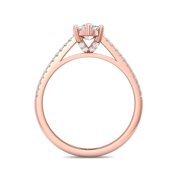 FlyerFit Micropave 18K Pink Gold Engagement Ring