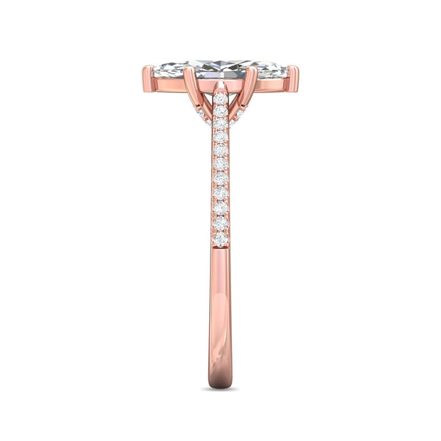 FlyerFit Micropave 18K Pink Gold Engagement Ring