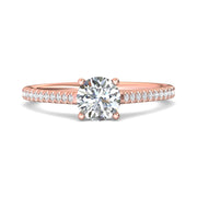 FlyerFit Micropave 18K Pink Gold Engagement Ring