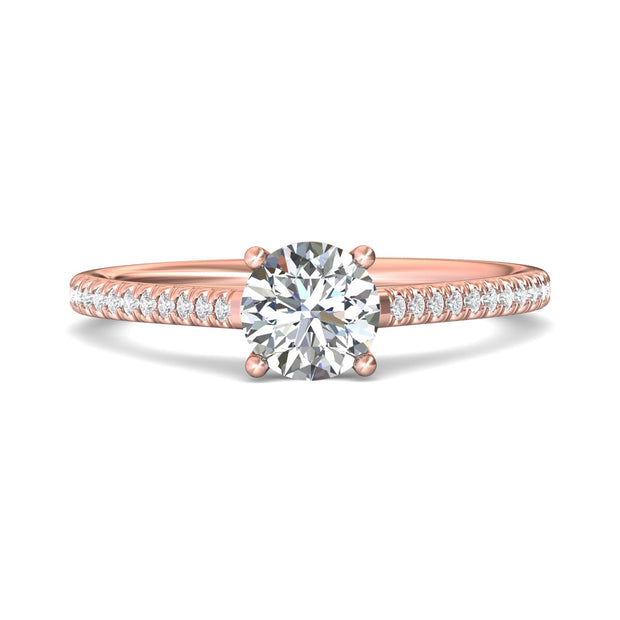 FlyerFit Micropave 18K Pink Gold Engagement Ring