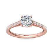 FlyerFit Micropave 18K Pink Gold Engagement Ring