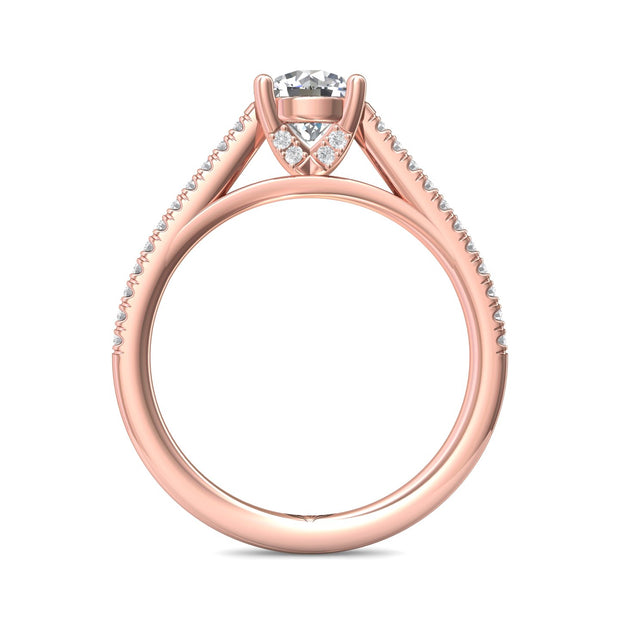 FlyerFit Micropave 18K Pink Gold Engagement Ring