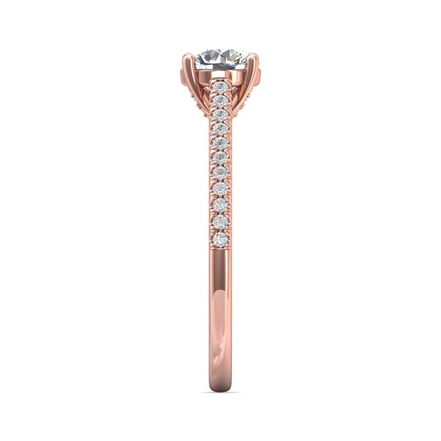 FlyerFit Micropave 18K Pink Gold Engagement Ring