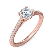 FlyerFit Micropave 18K Pink Gold Engagement Ring