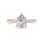 FlyerFit Micropave 18K Pink Gold Engagement Ring