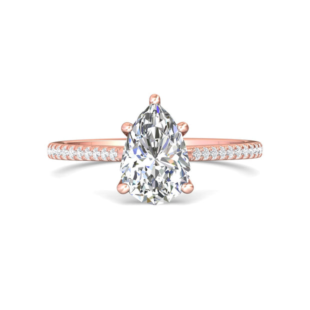 FlyerFit Micropave 18K Pink Gold Engagement Ring