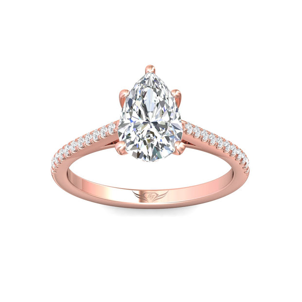 FlyerFit Micropave 18K Pink Gold Engagement Ring