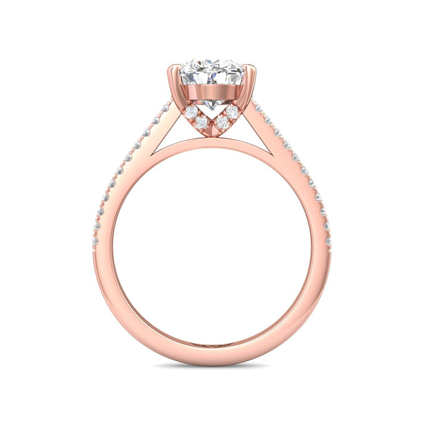 FlyerFit Micropave 18K Pink Gold Engagement Ring