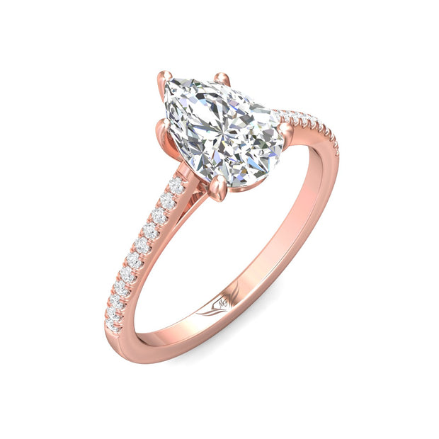 FlyerFit Micropave 18K Pink Gold Engagement Ring