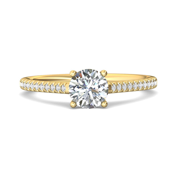 FlyerFit Micropave 14K Yellow Gold Engagement Ring