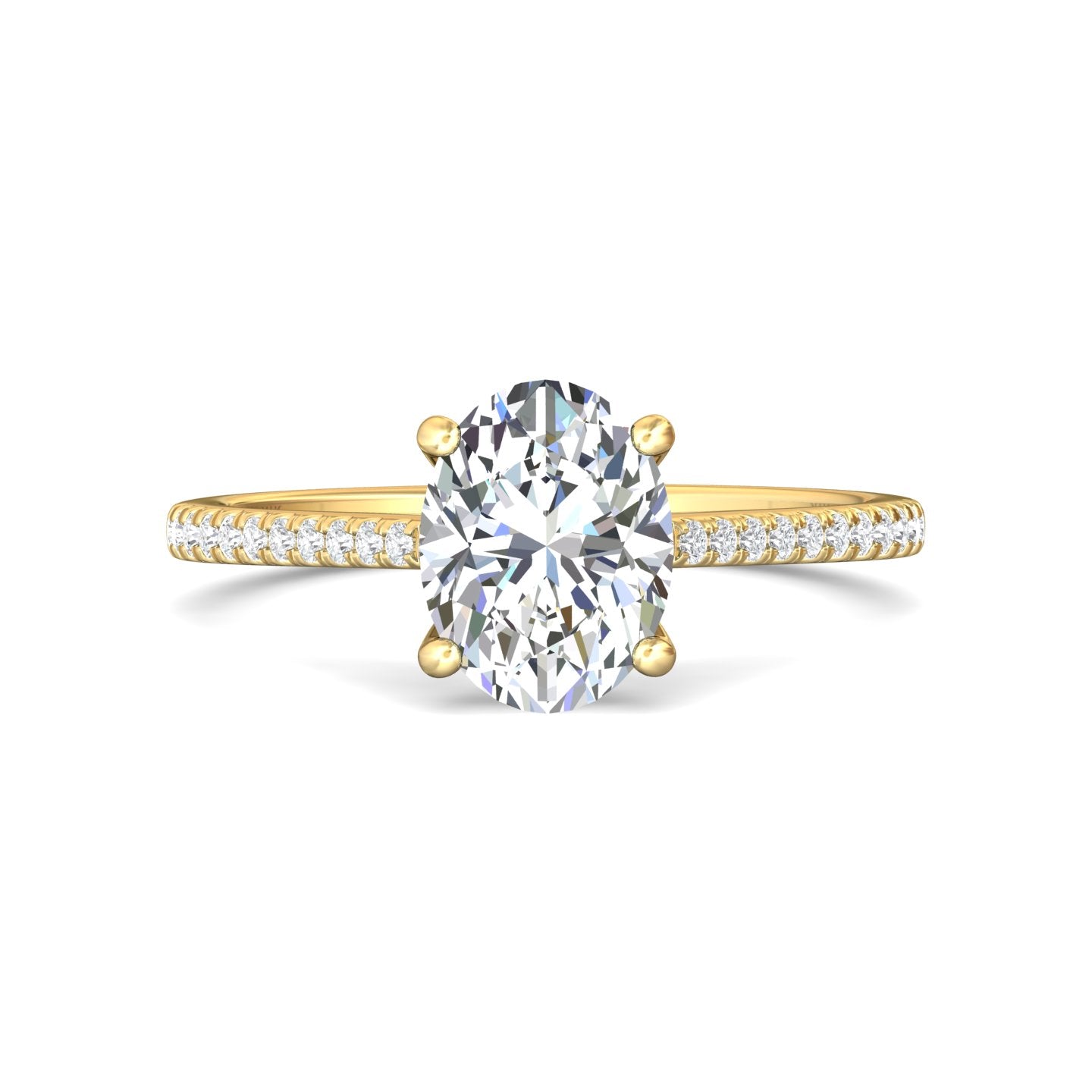 FlyerFit Micropave 18K Yellow Gold Engagement Ring