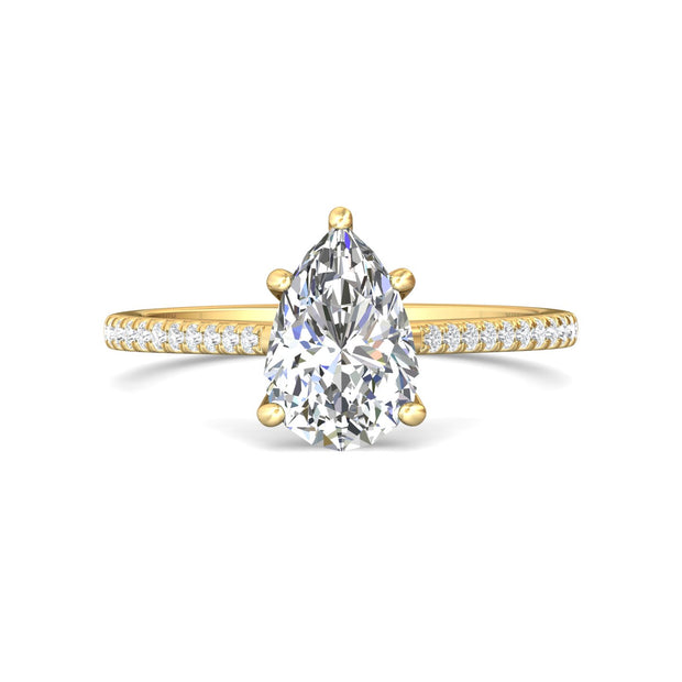 FlyerFit Micropave 14K Yellow Gold Engagement Ring