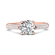 FlyerFit Micropave 14K Pink Gold Engagement Ring