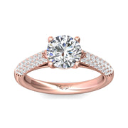 FlyerFit Micropave 14K Pink Gold Engagement Ring