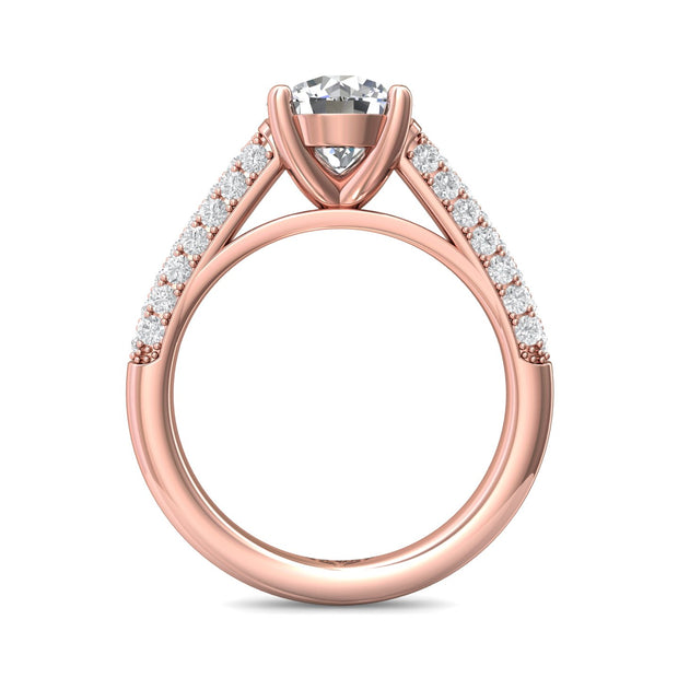 FlyerFit Micropave 14K Pink Gold Engagement Ring