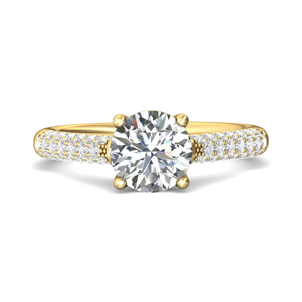 FlyerFit Micropave 14K Yellow Gold Engagement Ring