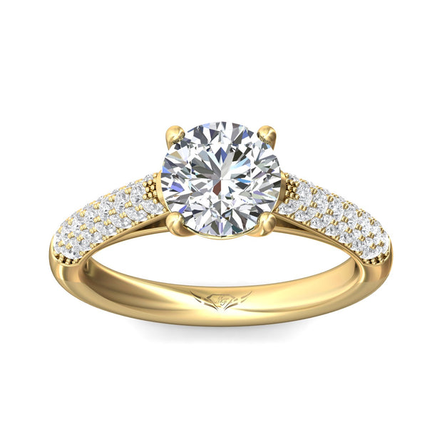 FlyerFit Micropave 18K Yellow Gold Engagement Ring