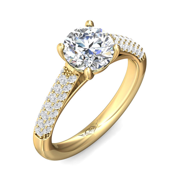 FlyerFit Micropave 18K Yellow Gold Engagement Ring