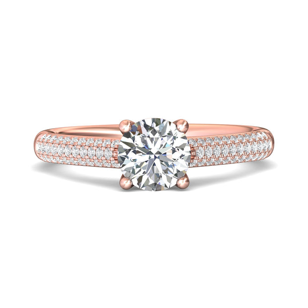 FlyerFit Micropave 14K Pink Gold Engagement Ring