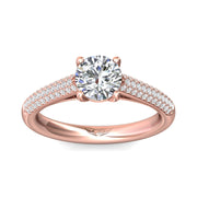 FlyerFit Micropave 14K Pink Gold Engagement Ring