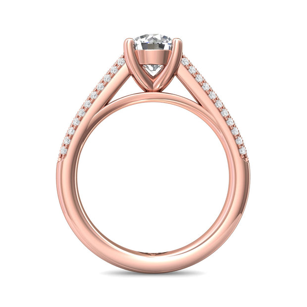 FlyerFit Micropave 14K Pink Gold Engagement Ring