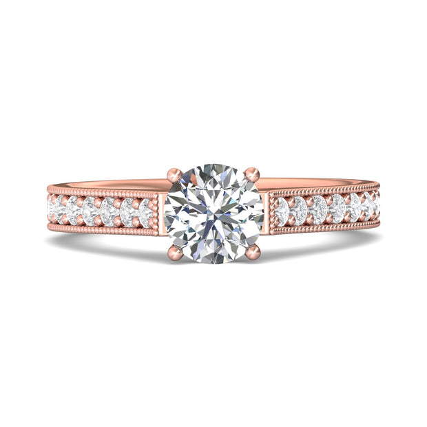 FlyerFit Micropave 14K Pink Gold Engagement Ring