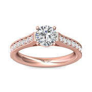 FlyerFit Micropave 14K Pink Gold Engagement Ring