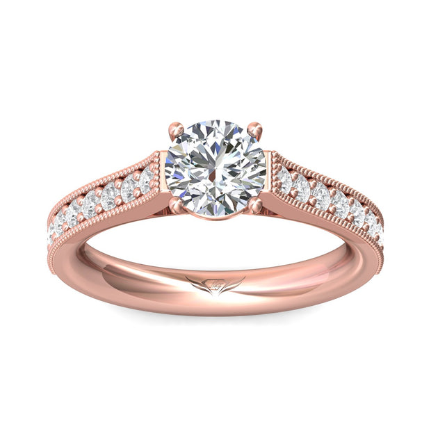 FlyerFit Micropave 14K Pink Gold Engagement Ring